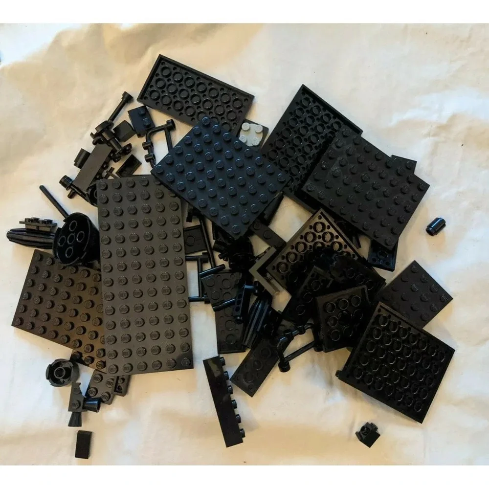 Lego Lot of 50+ Vintage Classic Black Tiles Smooth Flat Long Printed